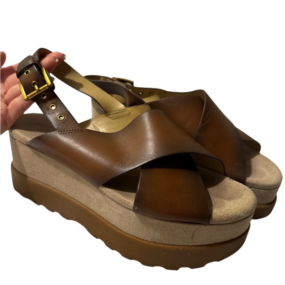 Michael Kors Becker Burnished Leather Flatform Sandal - Picture 2 of 11